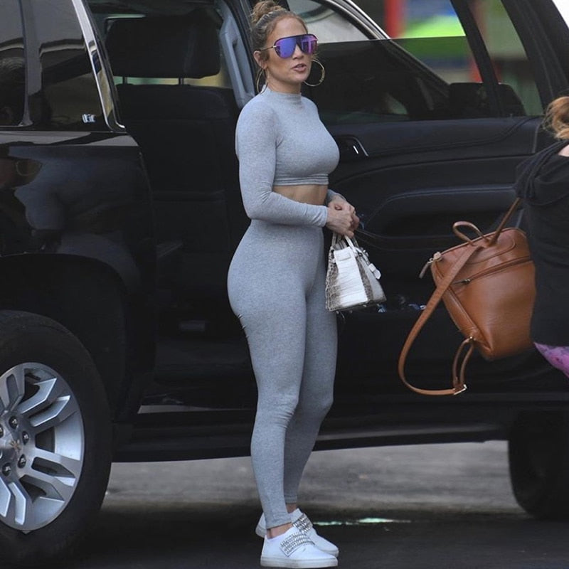 fashion tracksuit women turtleneck full sleeveless crop top+leggings matching set stretchy sporty fitness casual outfits