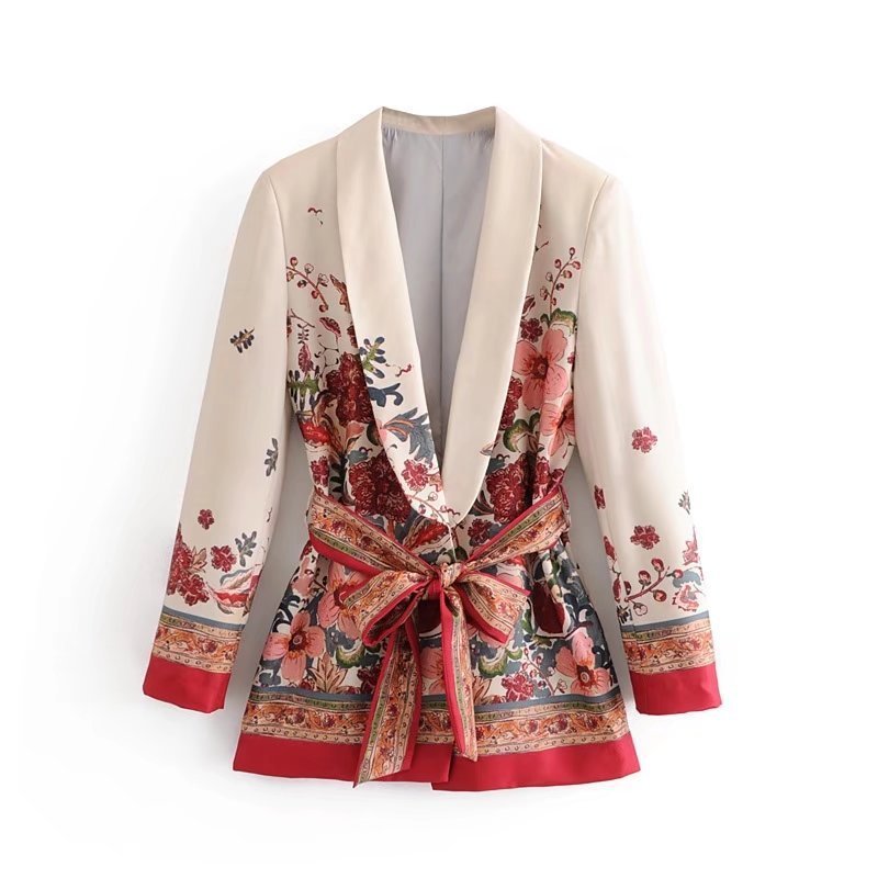 Women's Trouser Suit Cross V-Neck Long Sleeve V Neck Kimono Jackets+Printed Wide Leg Trousers Two Piece Set Suits Autumn Wear