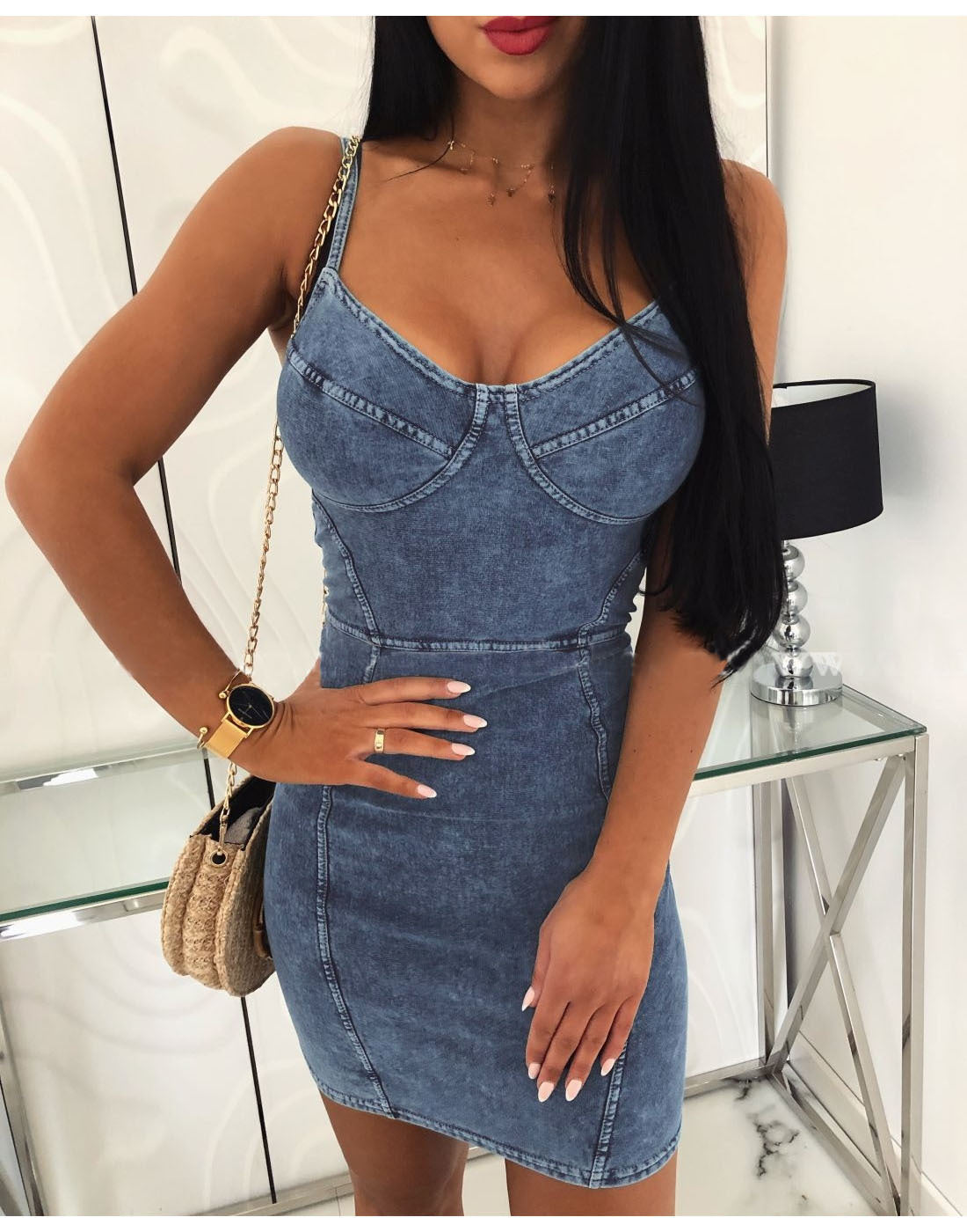 Denim mini dress