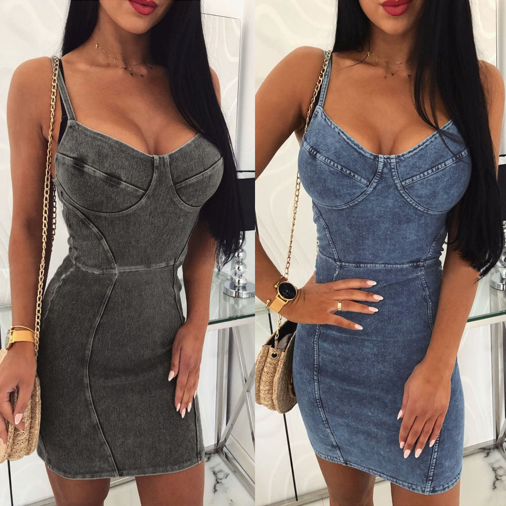 Denim mini dress