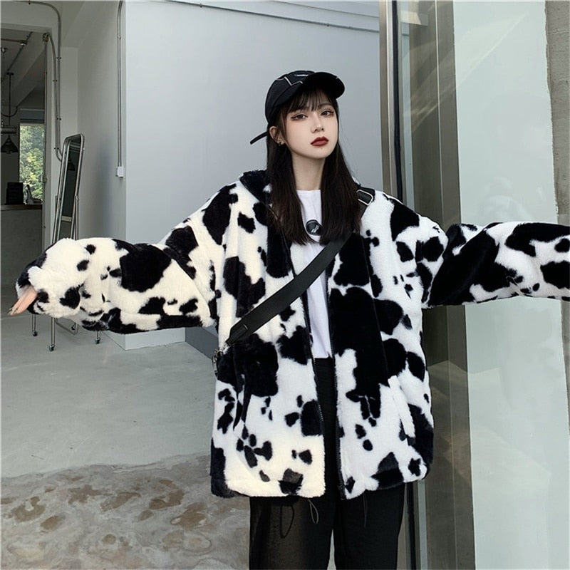 Harajuku Cow Print Loose Jacket