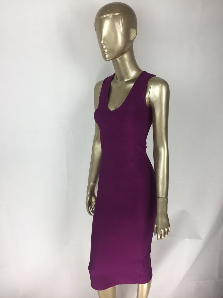 Free Shipping Top Quality Sexy V Neck Button Split Black Purple Bandage Dress 2021 Knitted Elastic Elegant Evening Party Dress