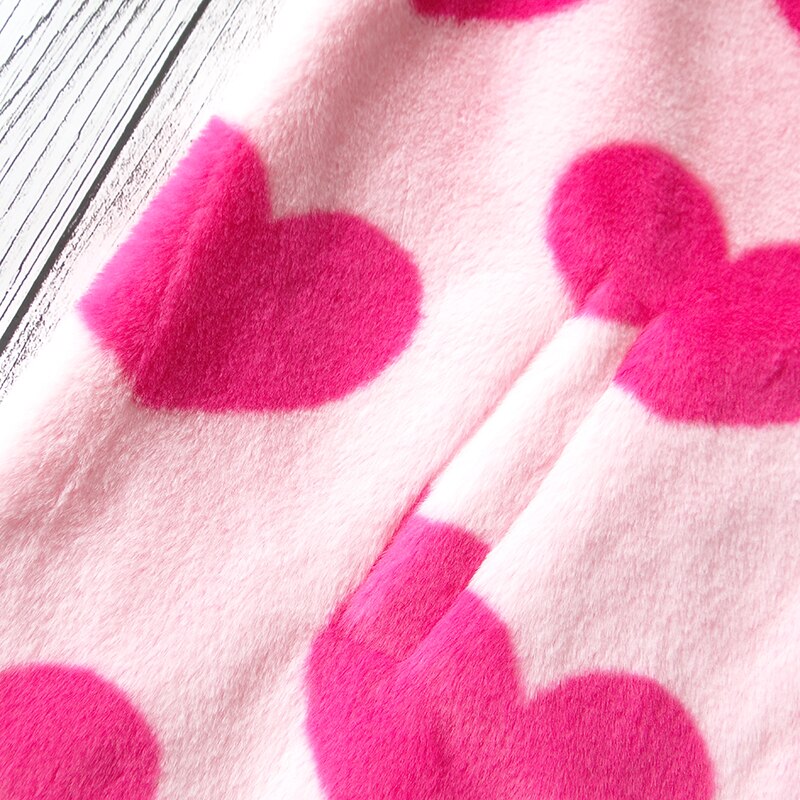 Heart-shaped Print Plush Jacket