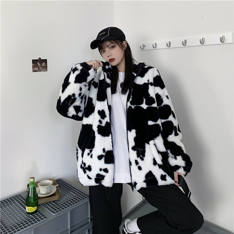 Harajuku Cow Print Loose Jacket