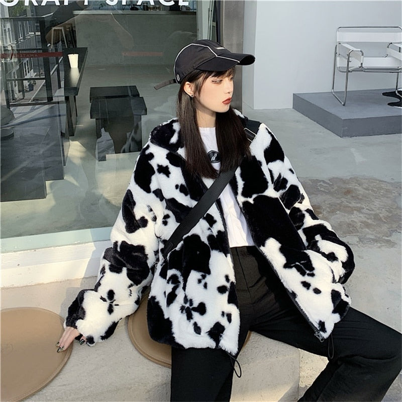 Harajuku Cow Print Loose Jacket