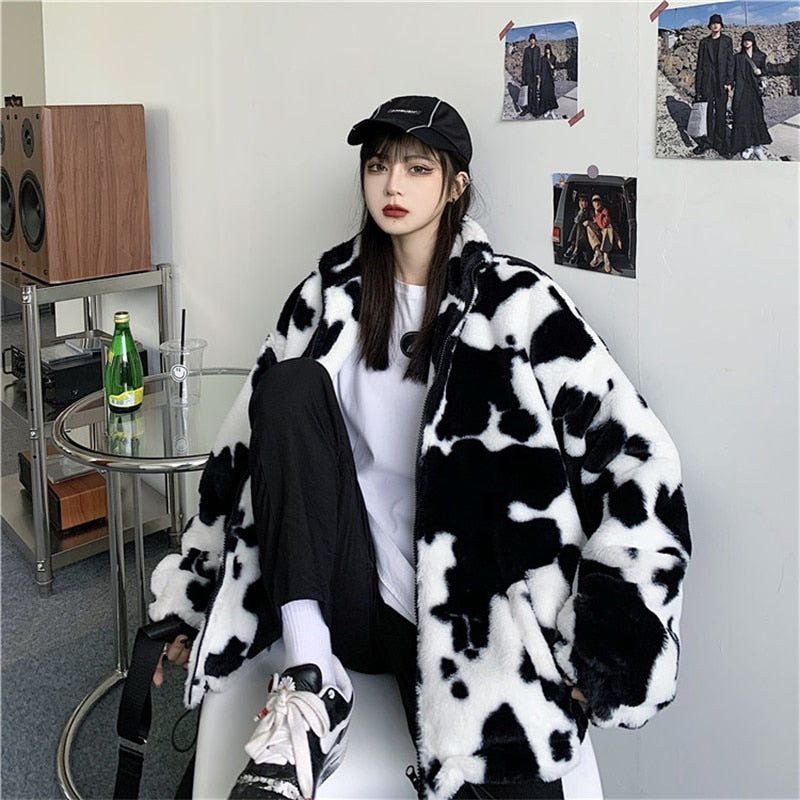 Harajuku Cow Print Loose Jacket