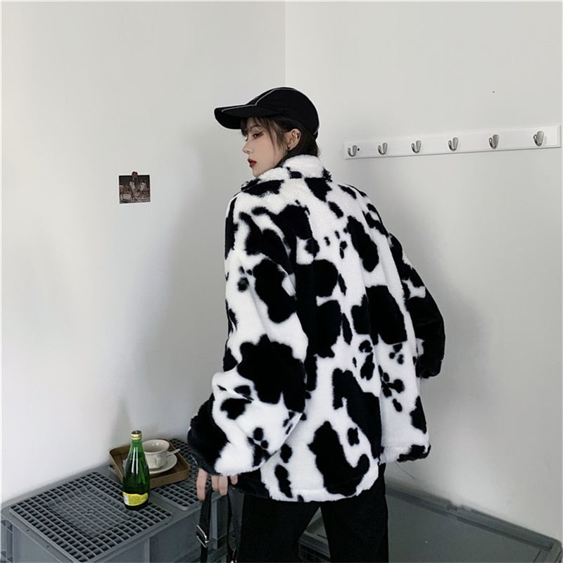 Harajuku Cow Print Loose Jacket