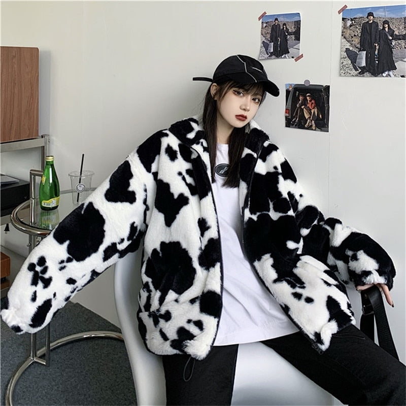 Harajuku Cow Print Loose Jacket