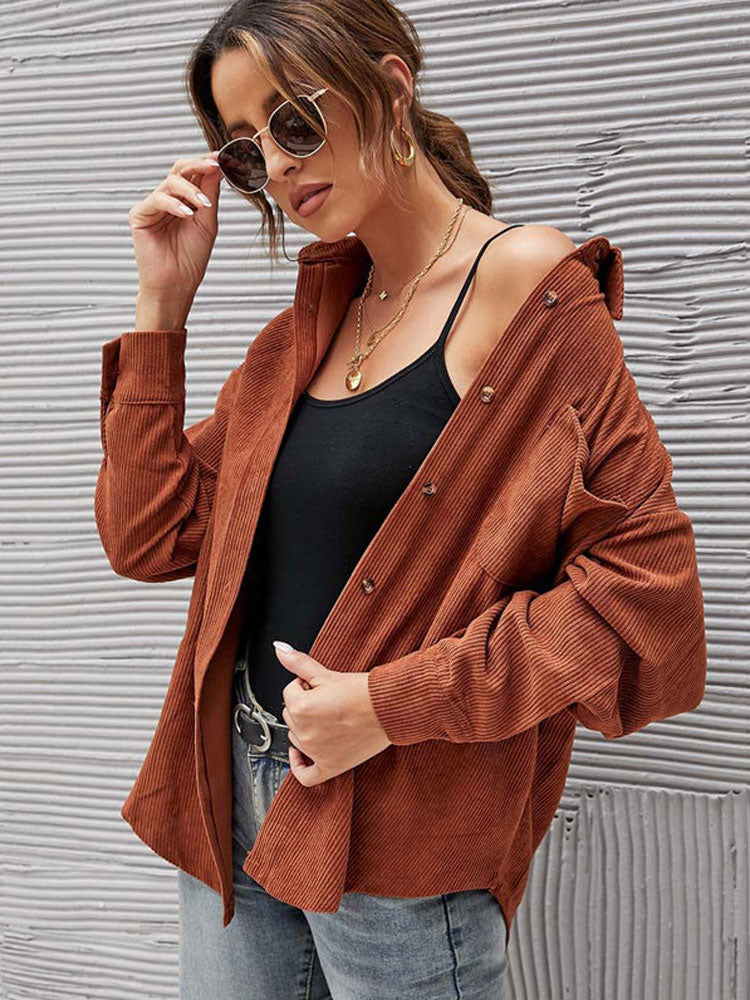 Spring Autumn Corduroy Jacket Woman Long Shirt Jacket Women Button Coat Jackets Women Fashion Overshirt Loose Coat Female 2023