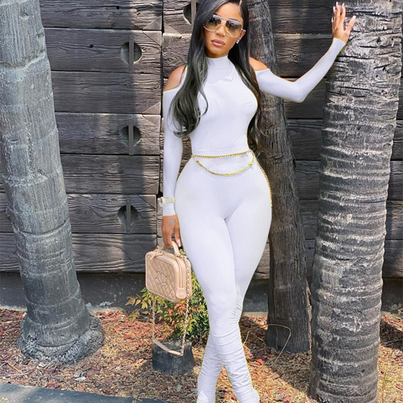 Bodycon Jumpsuit Long Sleeve Stacked One Piece