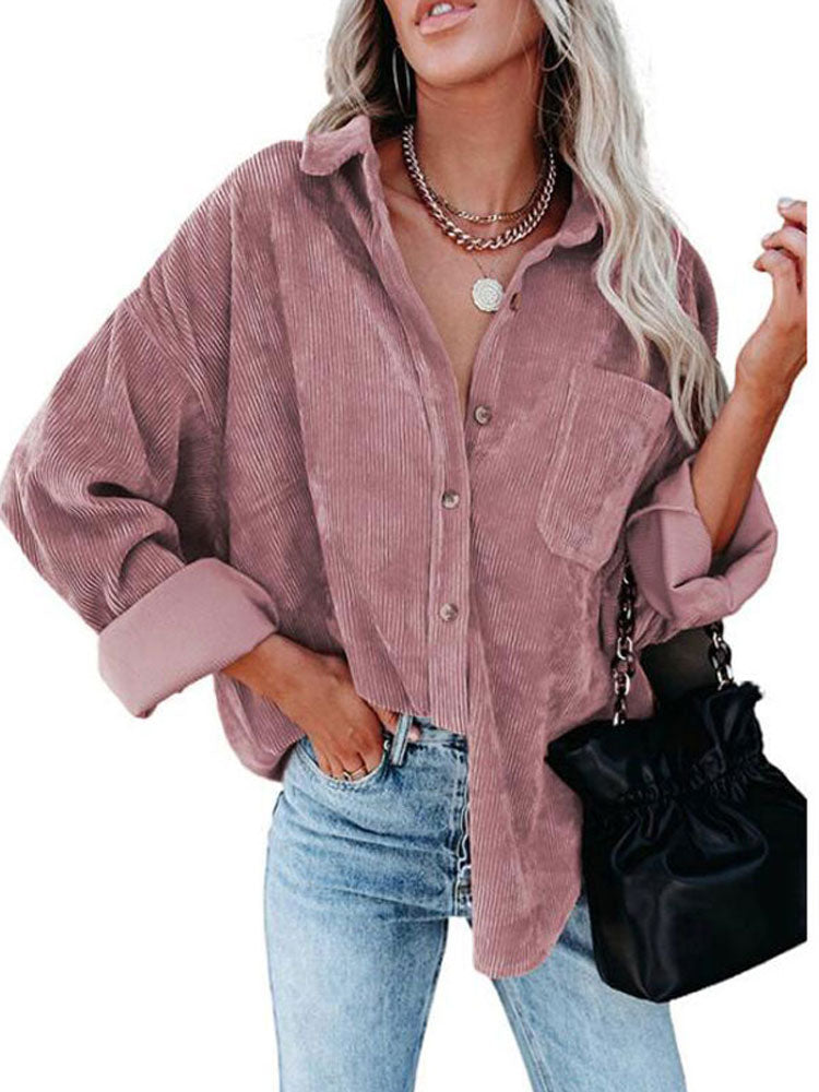 Spring Autumn Corduroy Jacket Woman Long Shirt Jacket Women Button Coat Jackets Women Fashion Overshirt Loose Coat Female 2023