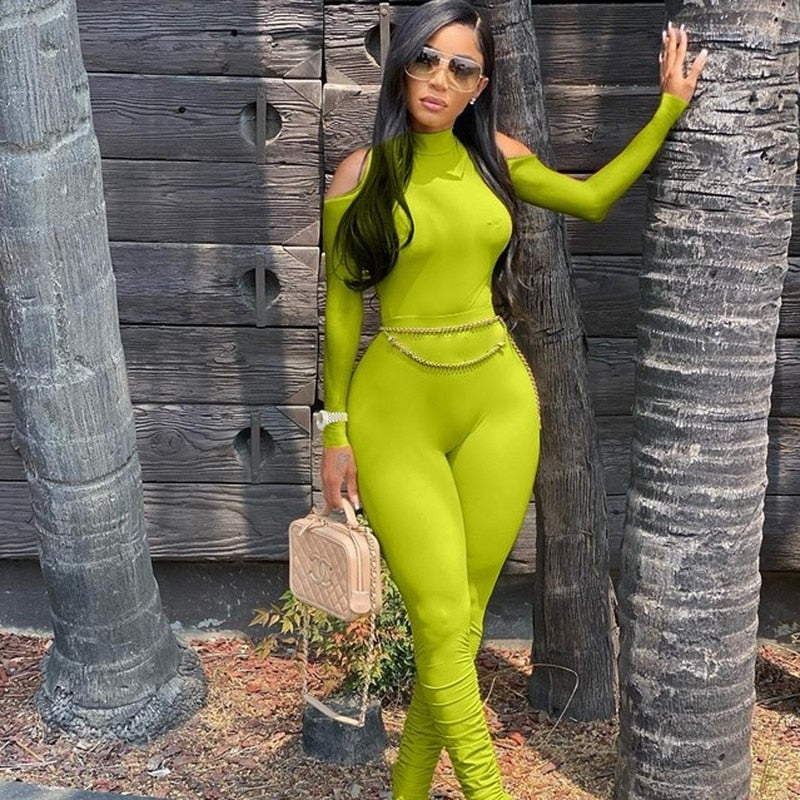 Bodycon Jumpsuit Long Sleeve Stacked One Piece