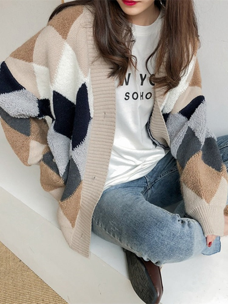 Checkered Oversized Sweater